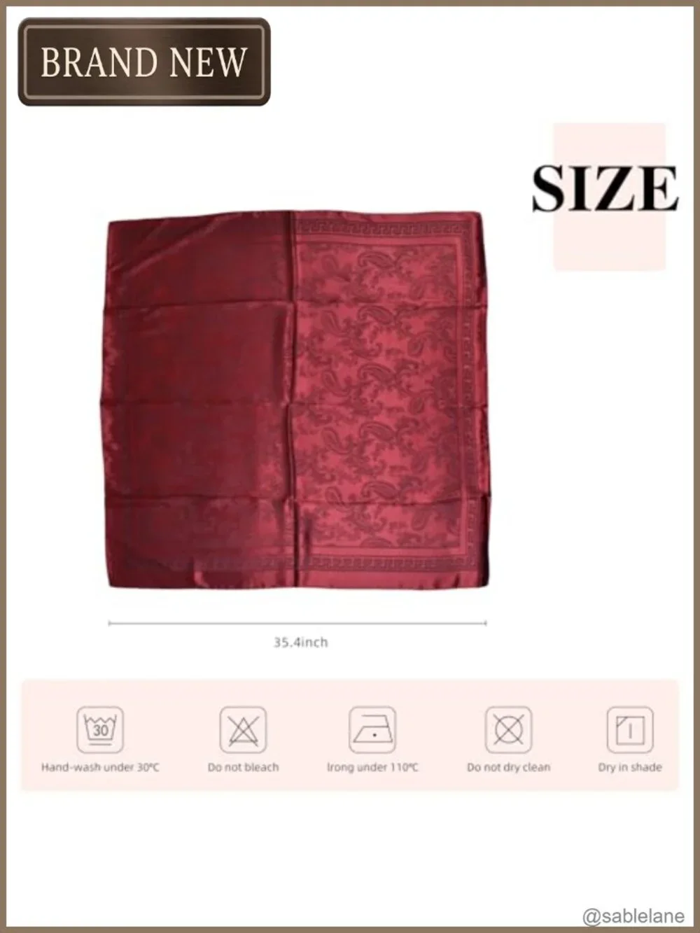 35x35 Silk Like Polyester Square Head Scarf Women Neck Scarf Hair Wraps